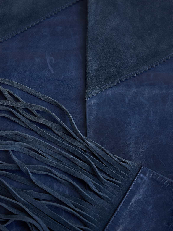 Archive Leather + Silk Fringe Wrap Scarf