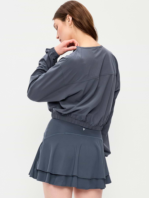 Zip-Front Cropped Tennis Jacket
