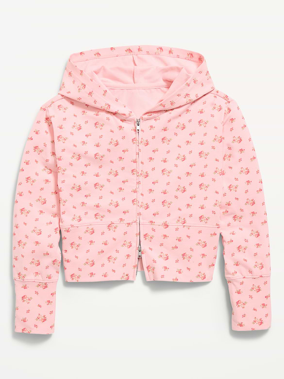 Fitted Cropped 2-Way-Zip Hoodie for Girls