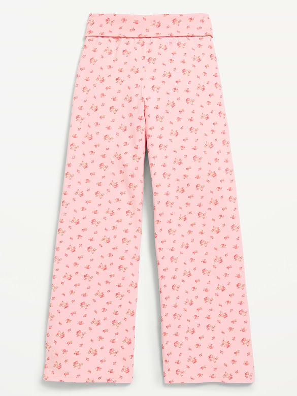 Foldover Jersey Knit Wide-Leg Pants for Girls