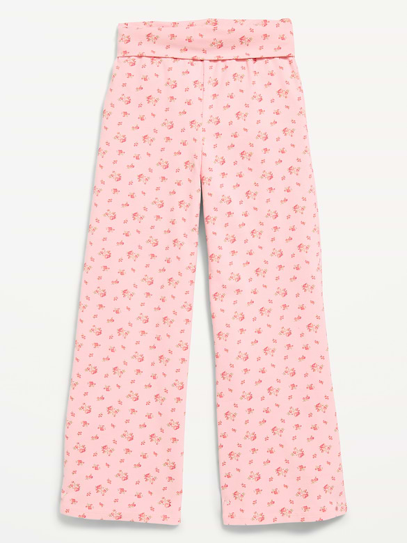 Foldover Jersey Knit Wide-Leg Pants for Girls