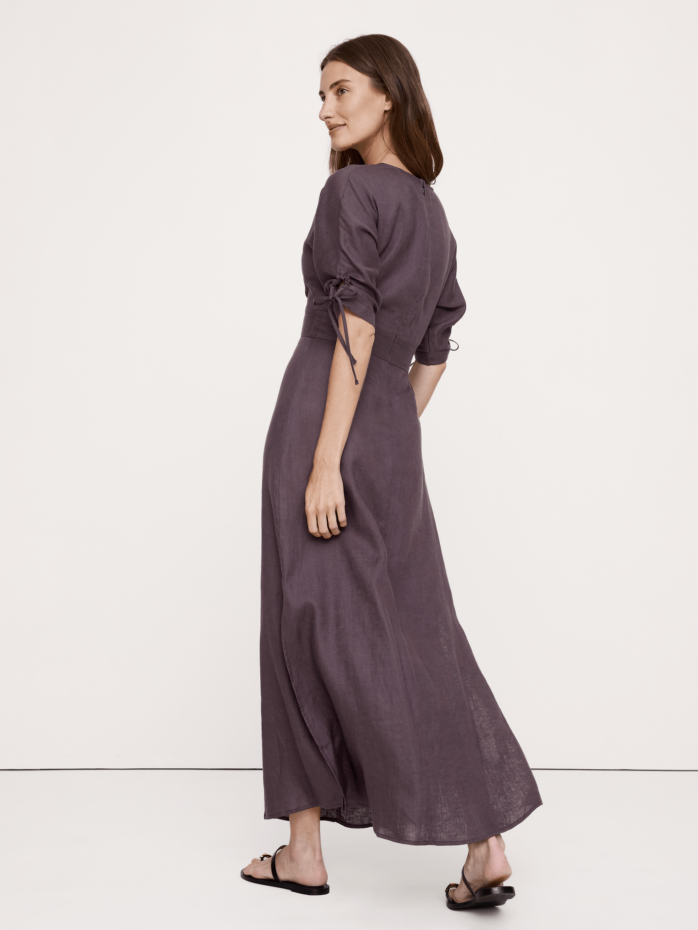 Image number 7 showing, Linen Tie-Sleeve Midi Dress