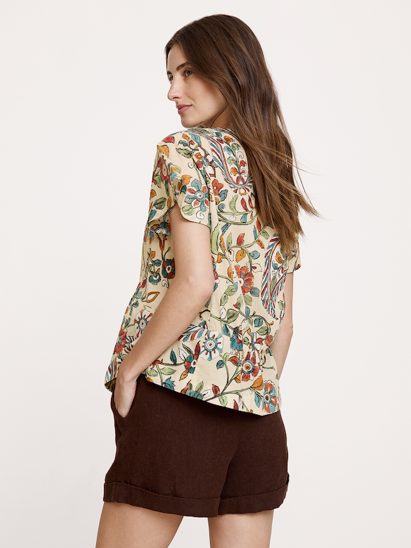Lightweight Cotton Flutter-Sleeve Top