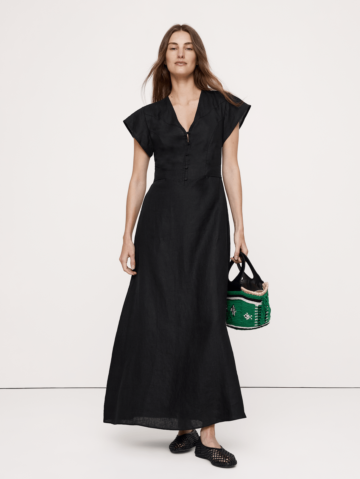 Linen Side-Tie Maxi Dress