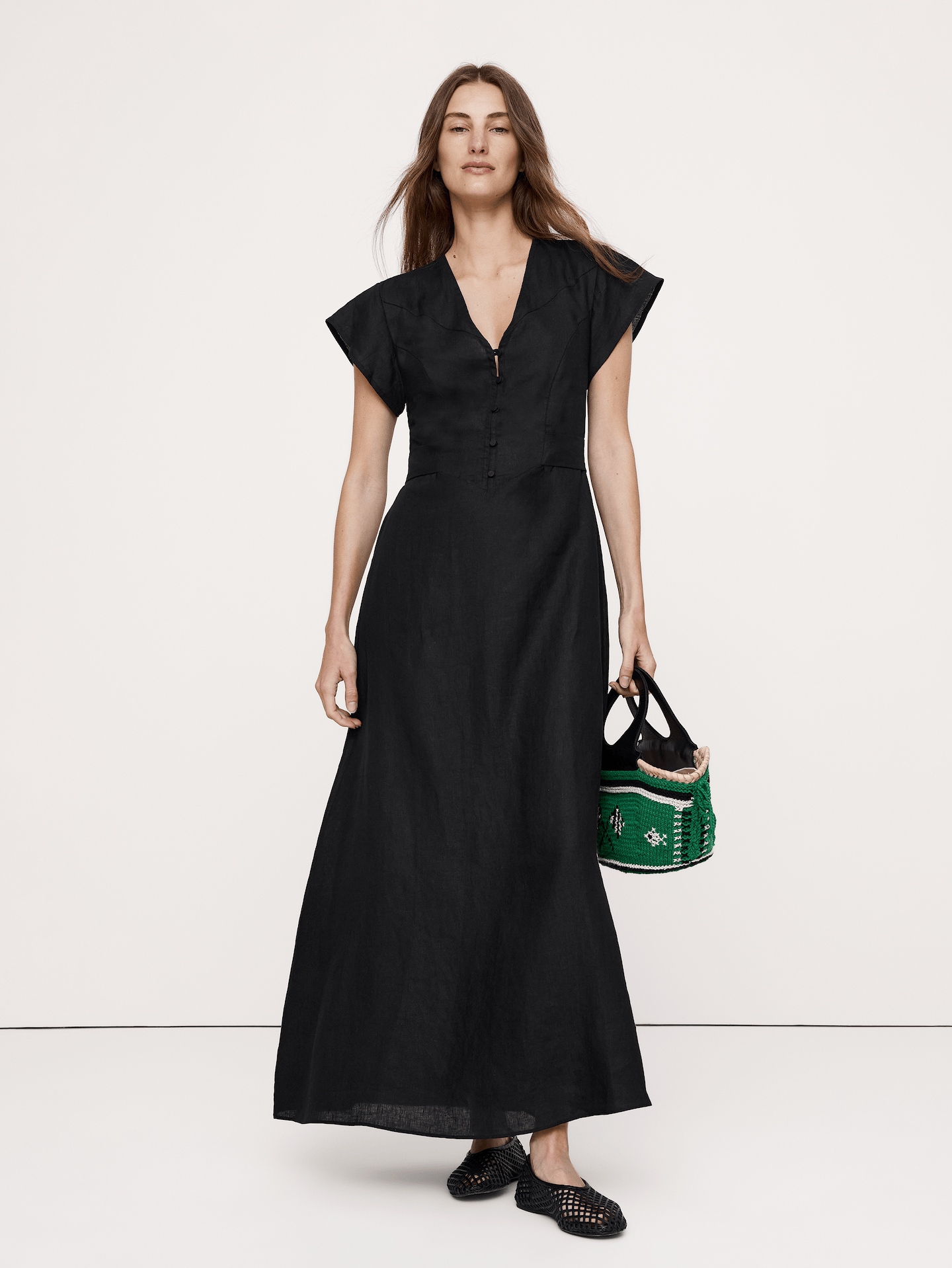 Image number 1 showing, Linen Side-Tie Maxi Dress