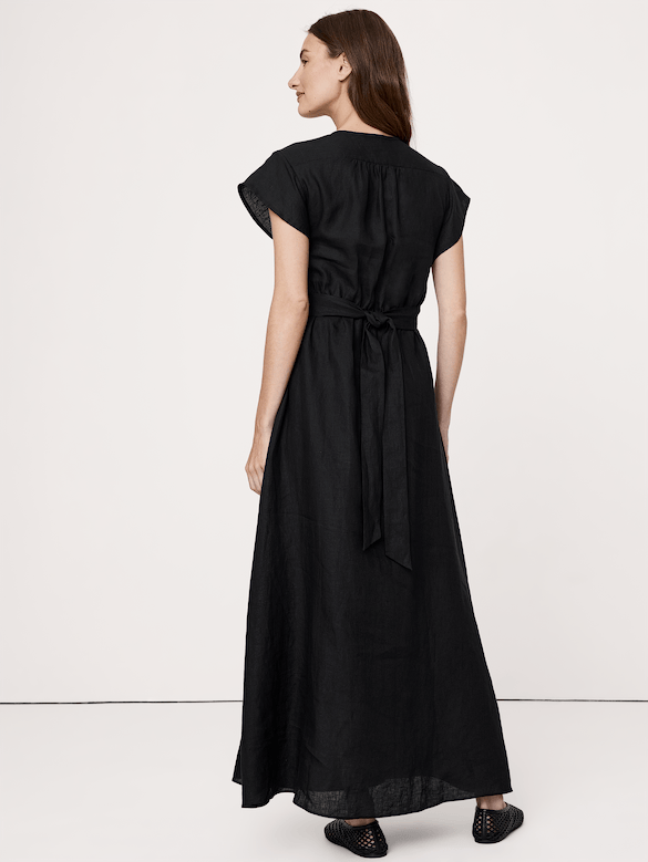 Linen Side-Tie Maxi Dress