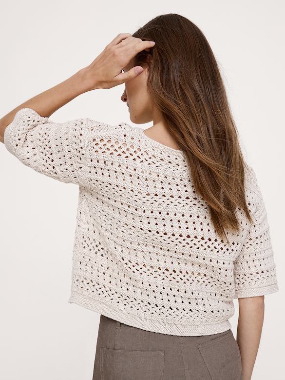 Coastal Cotton Crochet Sweater Tee