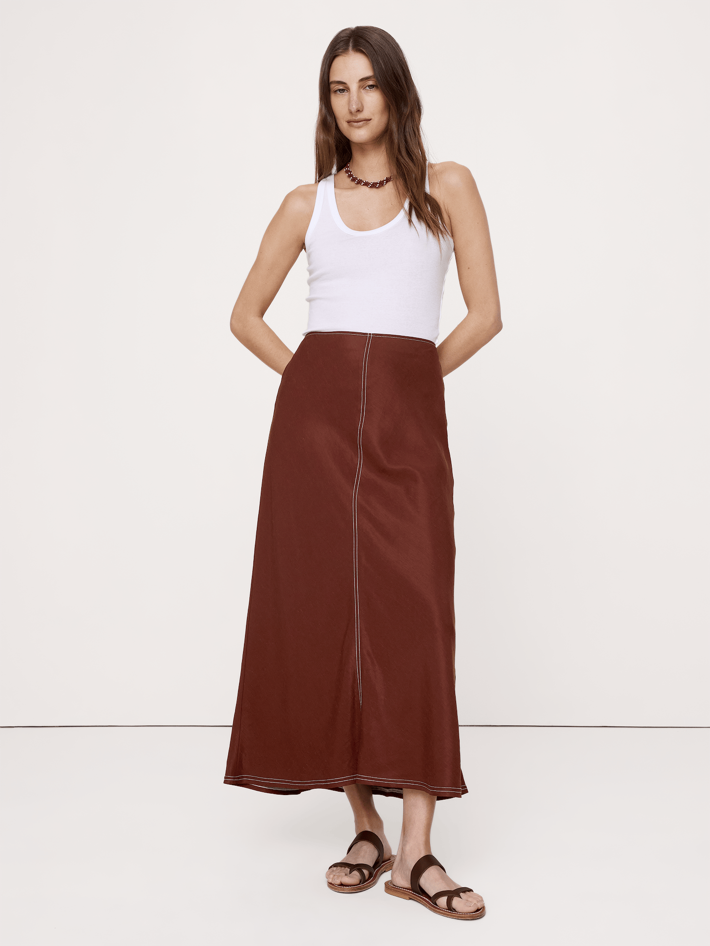 Image number 6 showing, Viscose-Linen Bias-Cut Maxi Skirt