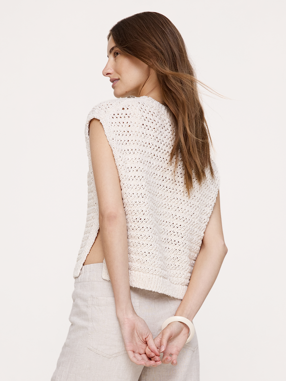 Open Side-Button Sweater Vest