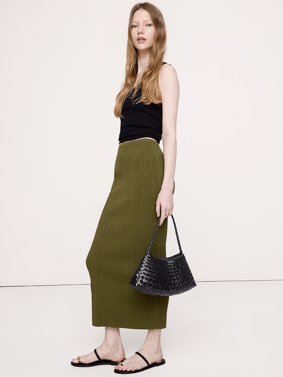 Crinkle Knit Maxi Skirt