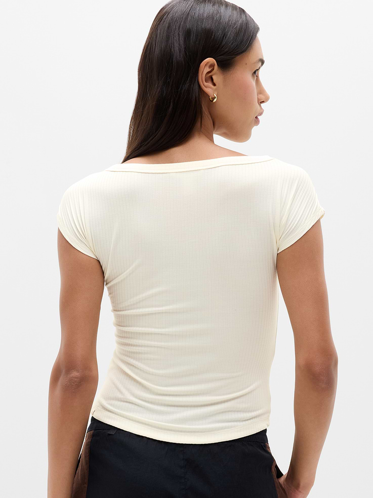 Image number 3 showing, Perfect Rib Boatneck Tee