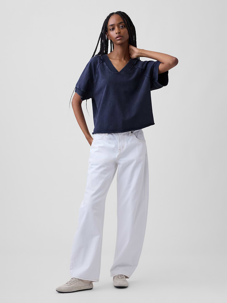 Image number 2 showing, VintageSoft Terry Oversized V-Neck Sweatshirt