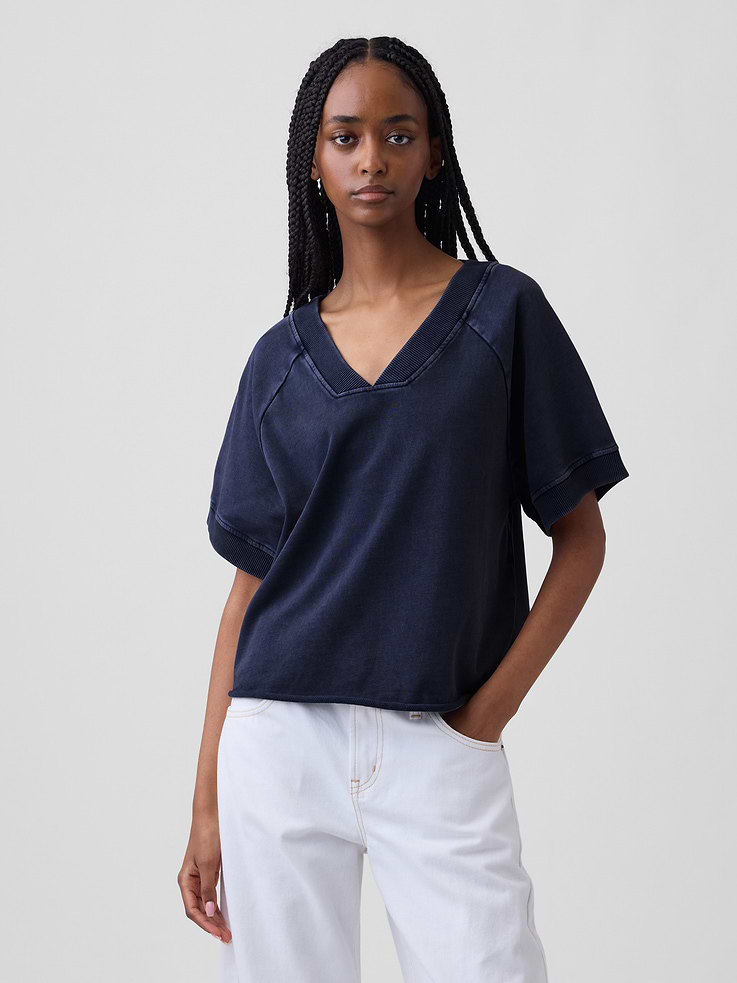 Image number 1 showing, VintageSoft Terry Oversized V-Neck Sweatshirt