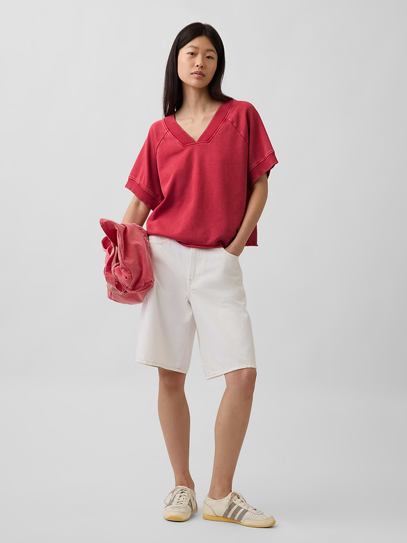 VintageSoft Terry Oversized V-Neck Sweatshirt