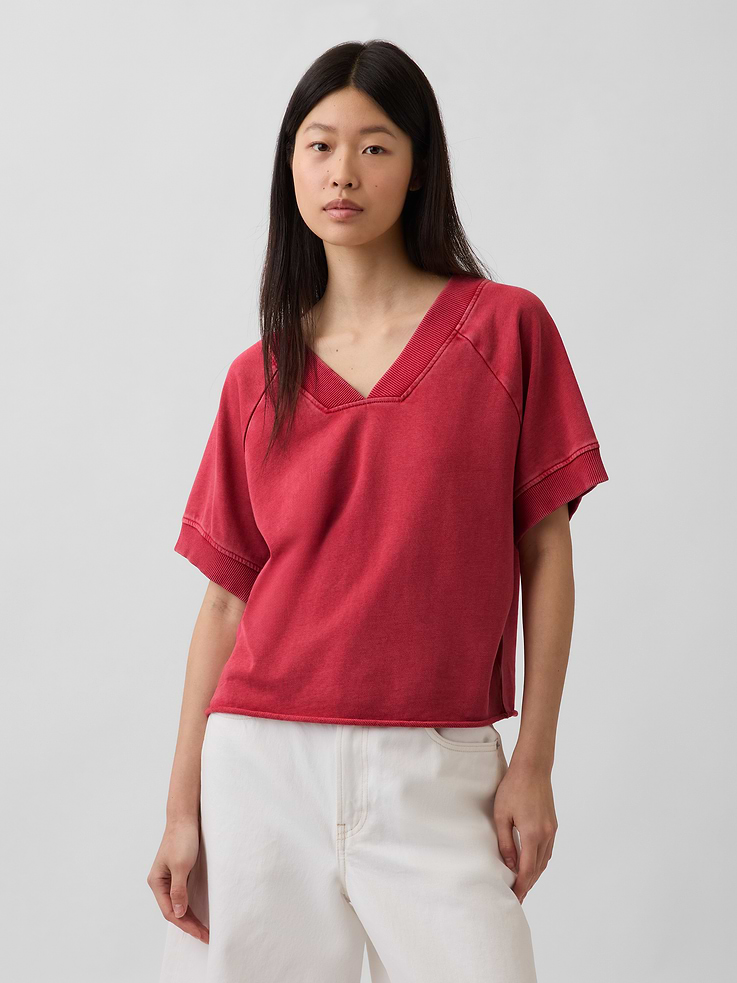 Image number 1 showing, VintageSoft Terry Oversized V-Neck Sweatshirt