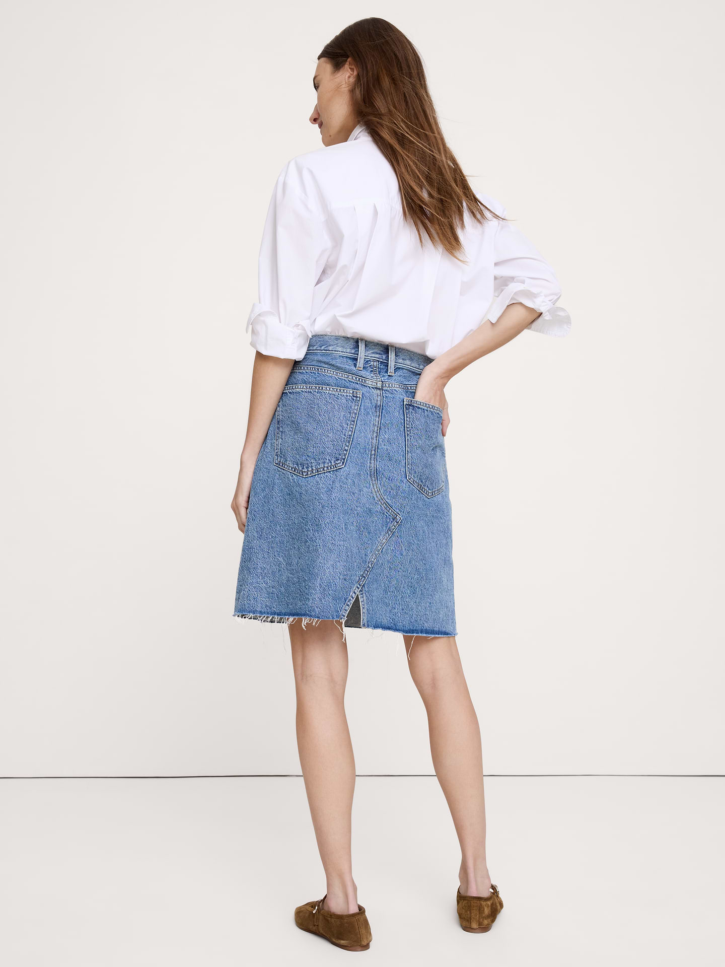 Image number 3 showing, Italian Denim Knee-Length Skirt