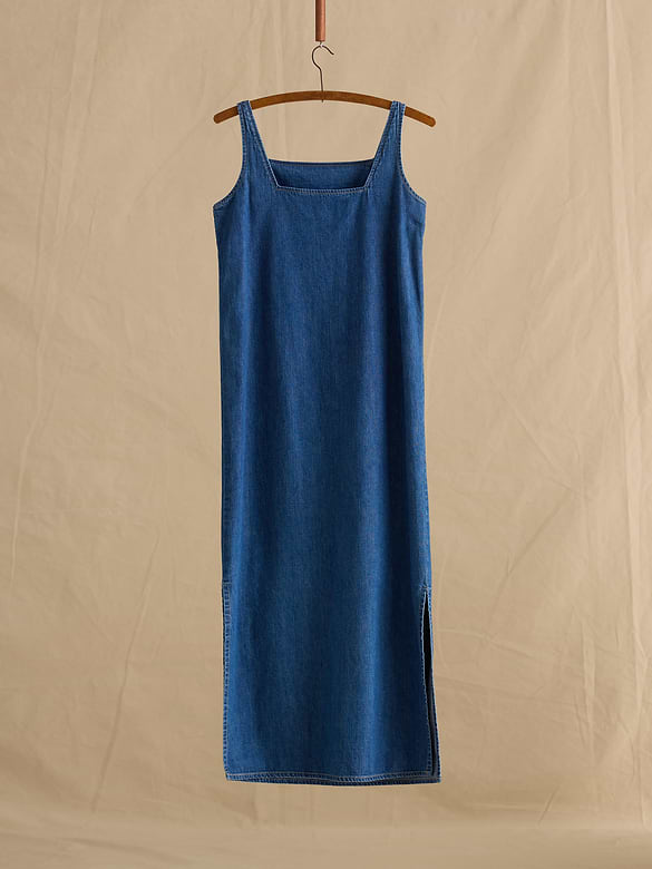 Archive Denim Square-Neck Midi Dress Women's Size S