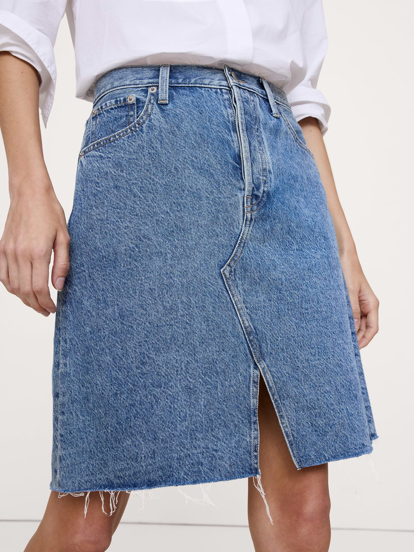 Image number 4 showing, Italian Denim Knee-Length Skirt