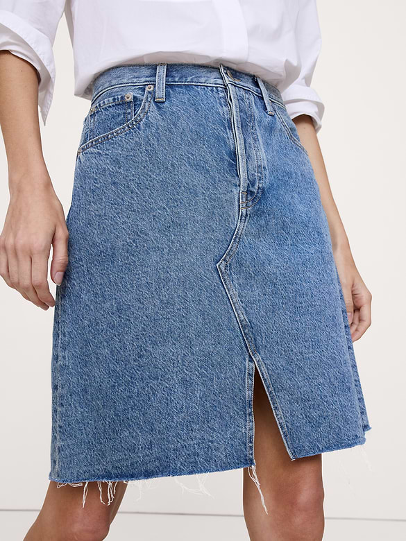 Italian Denim Knee-Length Skirt