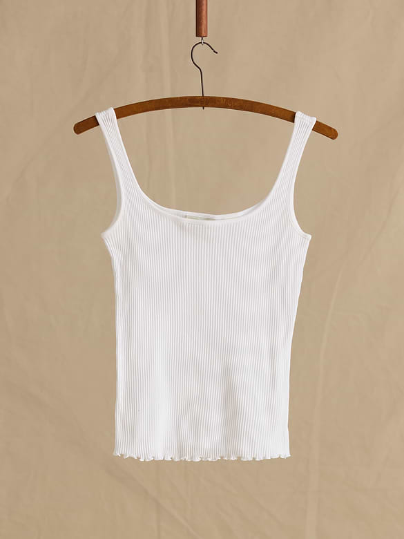 Archive Ribbed Cotton Ruffle-Hem Tank Women's Size M