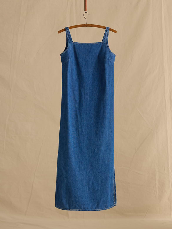 Archive Denim Square-Neck Midi Dress Women's Size S