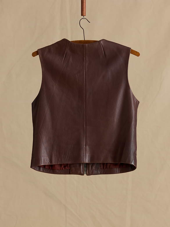 Archive Leather Zip-Front Vest Women's Size M