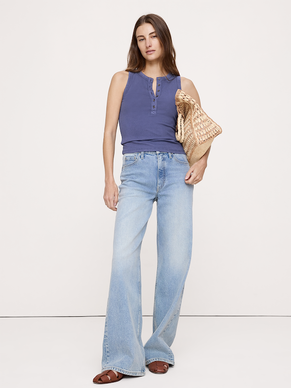 Ribbed Henley Tank