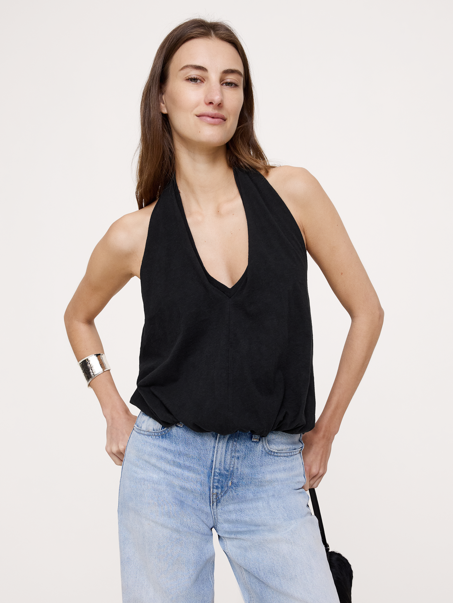 L'image numéro 1 présente Camisole bain de soleil à ourlet ballon en coton flammé