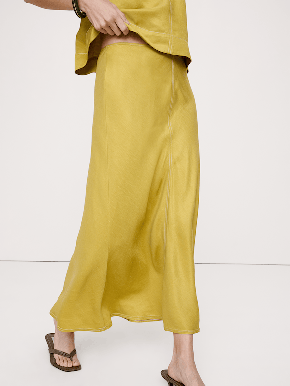 Viscose-Linen Bias-Cut Maxi Skirt