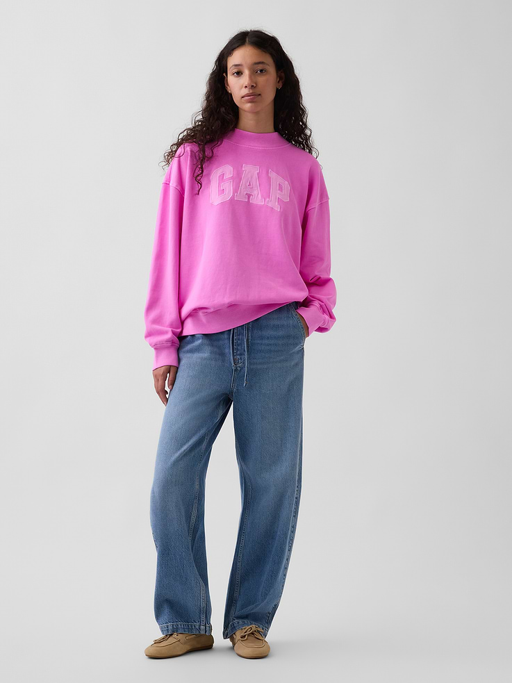 Image number 2 showing, VintageSoft Terry Oversized Mockneck Logo Sweatshirt