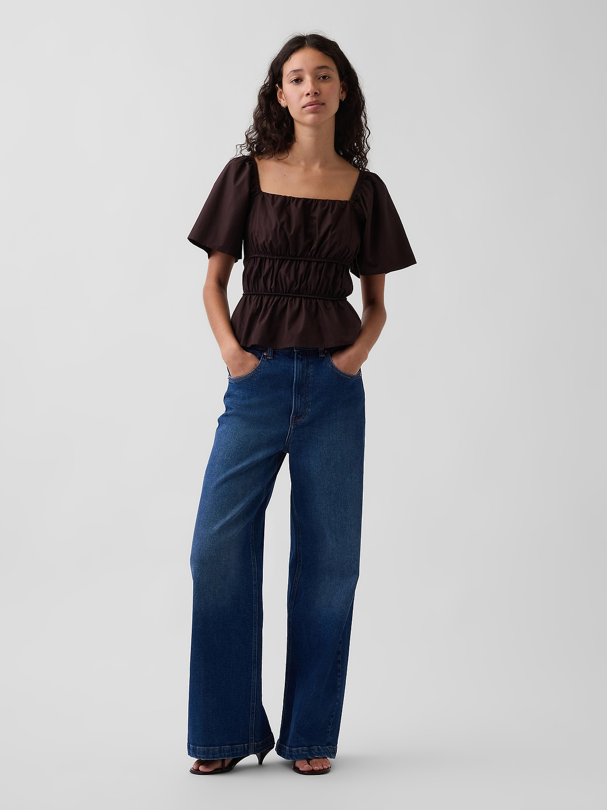 Square-Neck Peplum Top | Gap