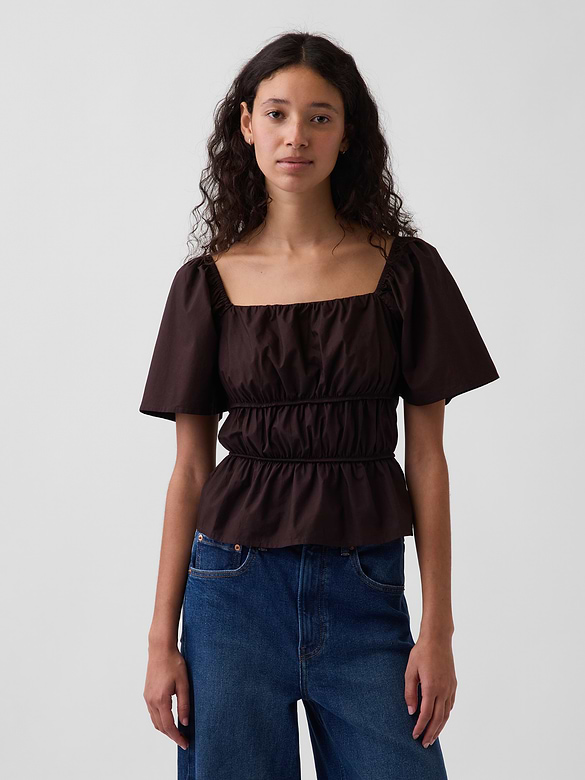 Square-Neck Peplum Top