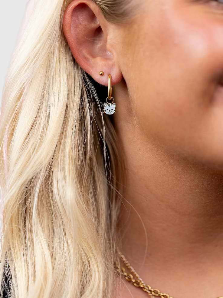 Image number 3 showing, Pierced Co Cat Charms for Huggie Earrings
