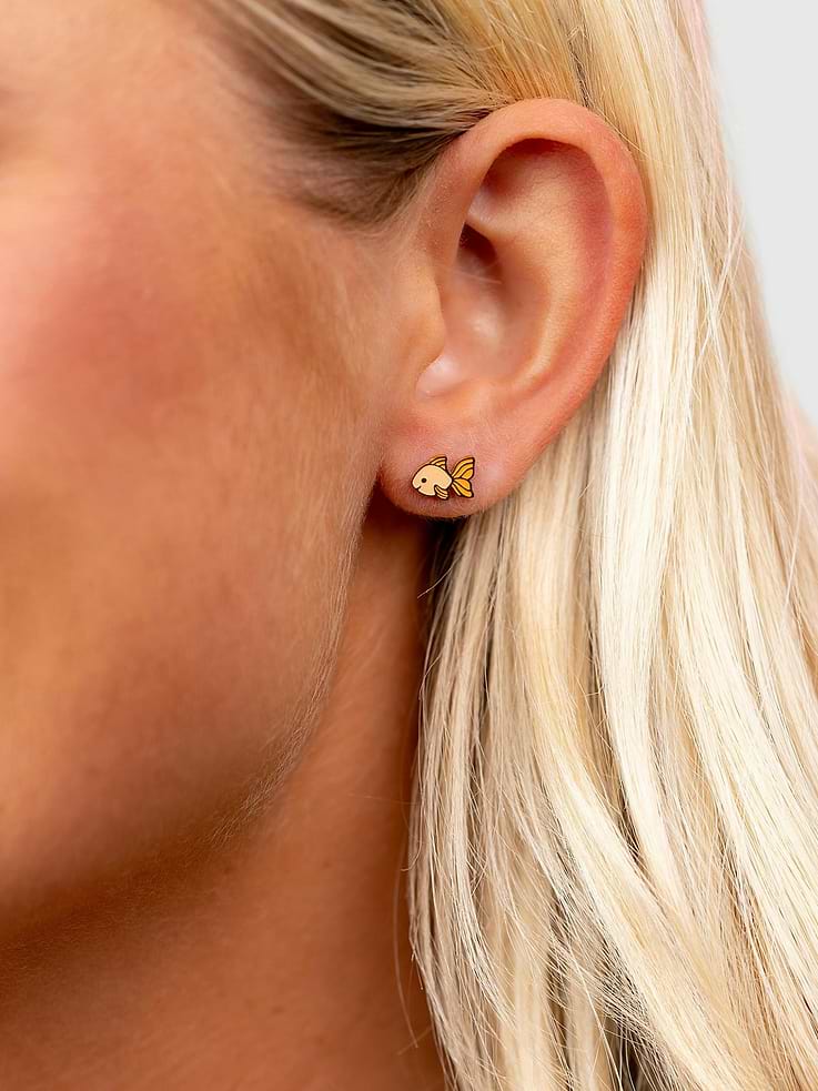 Image 3 of 3, Pierced Co Goldfish Screwback Earrings