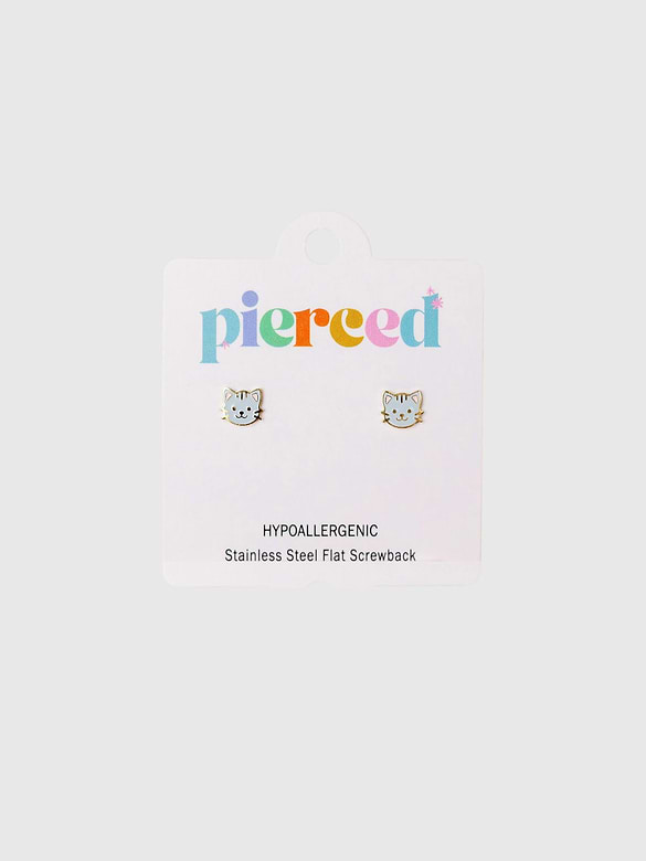 Pierced Co Cat Screwback Earrings