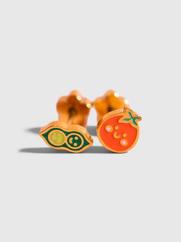 Pierced Co Pea Pod / Tomato Screwback Earrings