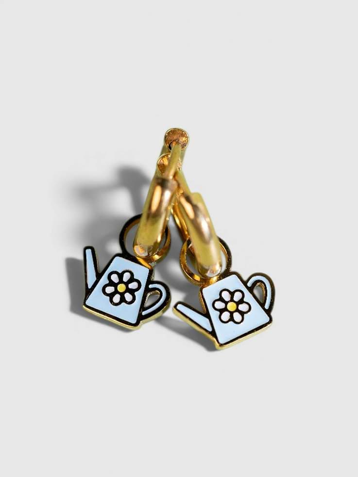 Image number 2 showing, Pierced Co Watering Can Charms for Huggie Earrings