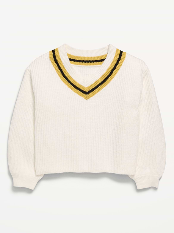 Cropped V-Neck Sweater for Girls