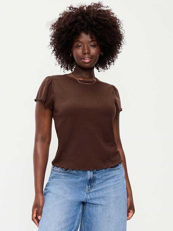 Lettuce-Edge Pointelle Top