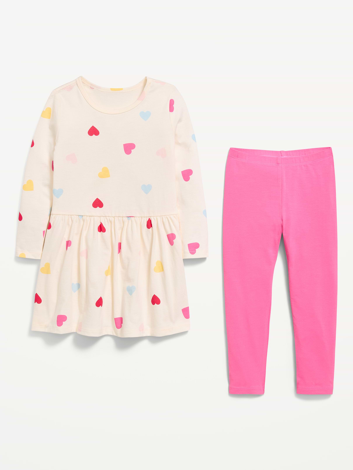 L'image numéro 2 présente Ensemble avec robe à manches longues et legging à motif pour toute-petite