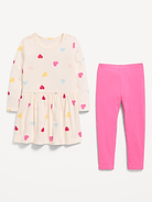 L'image numéro 2 présente Ensemble avec robe à manches longues et legging à motif pour toute-petite