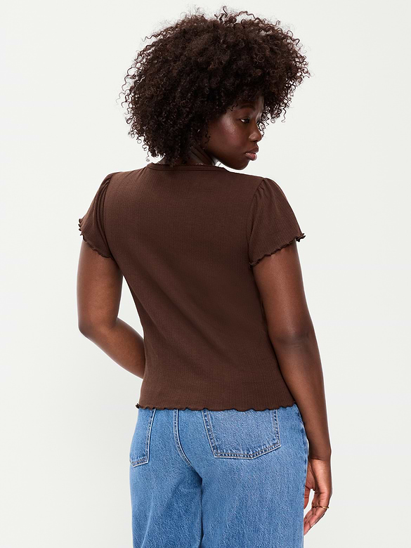 Lettuce-Edge Pointelle Top
