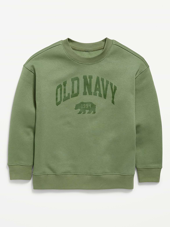Oversized Logo Graphic Crew-Neck Sweatshirt for Boys