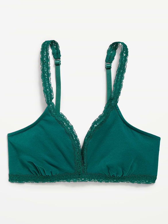Lace-Trim Cotton Triangle Bralette