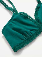 Image number 3 showing, Lace-Trim Cotton Triangle Bralette
