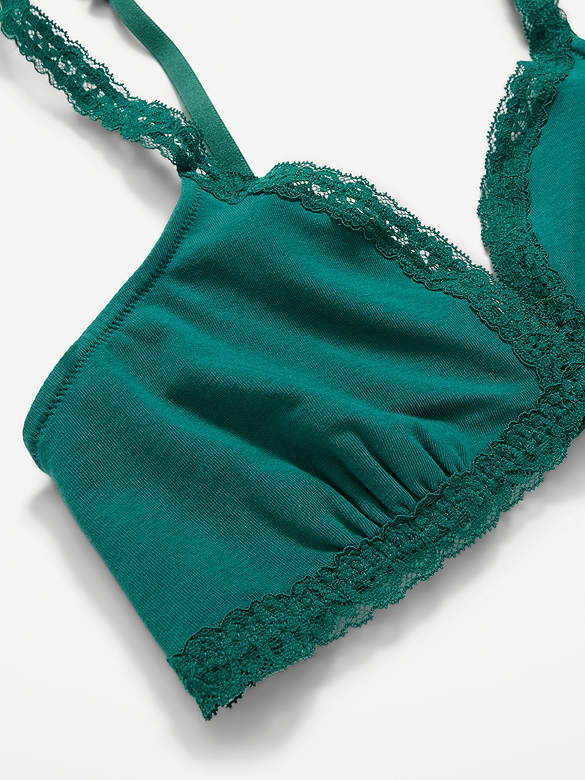 Lace-Trim Cotton Triangle Bralette