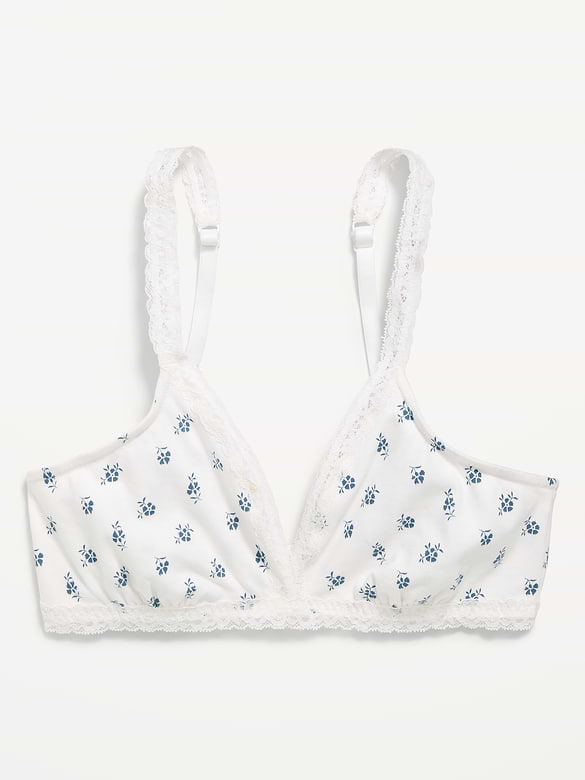 Lace-Trim Cotton Triangle Bralette