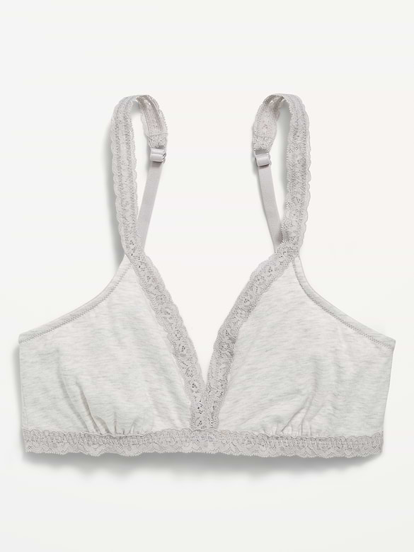 Lace-Trim Cotton Triangle Bralette