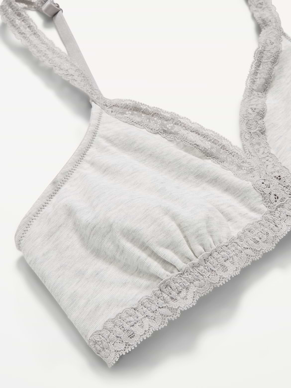 Lace-Trim Cotton Triangle Bralette