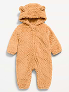 Image number 1 showing, Long-Sleeve Critter Sherpa Hooded One-Piece for Baby